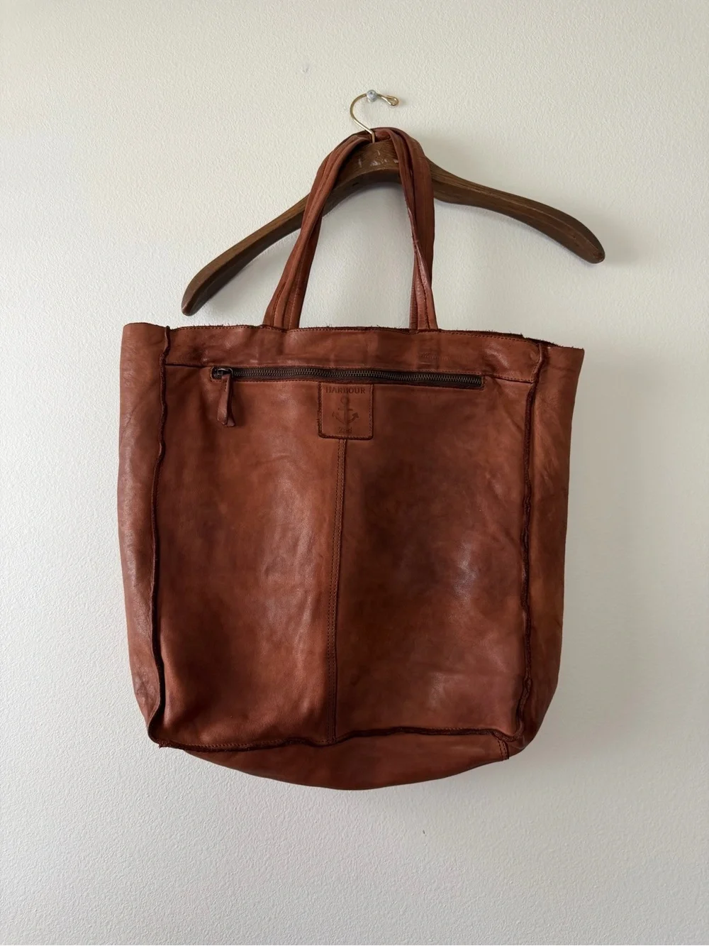 Harbour 2nd Cognac Brown Leather Tote Bag Soft Distressed Chic Quiet luxury - Picture 5 of 13